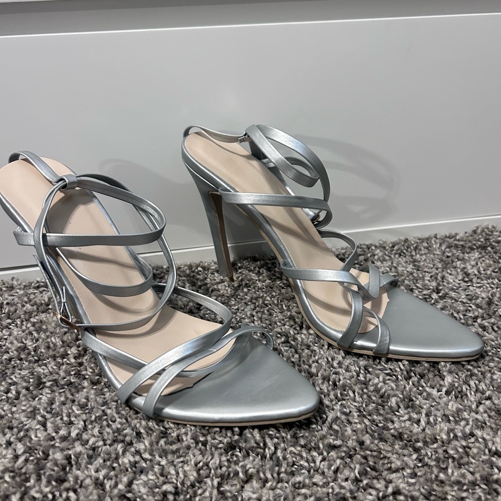 Silver Strappy High Heels